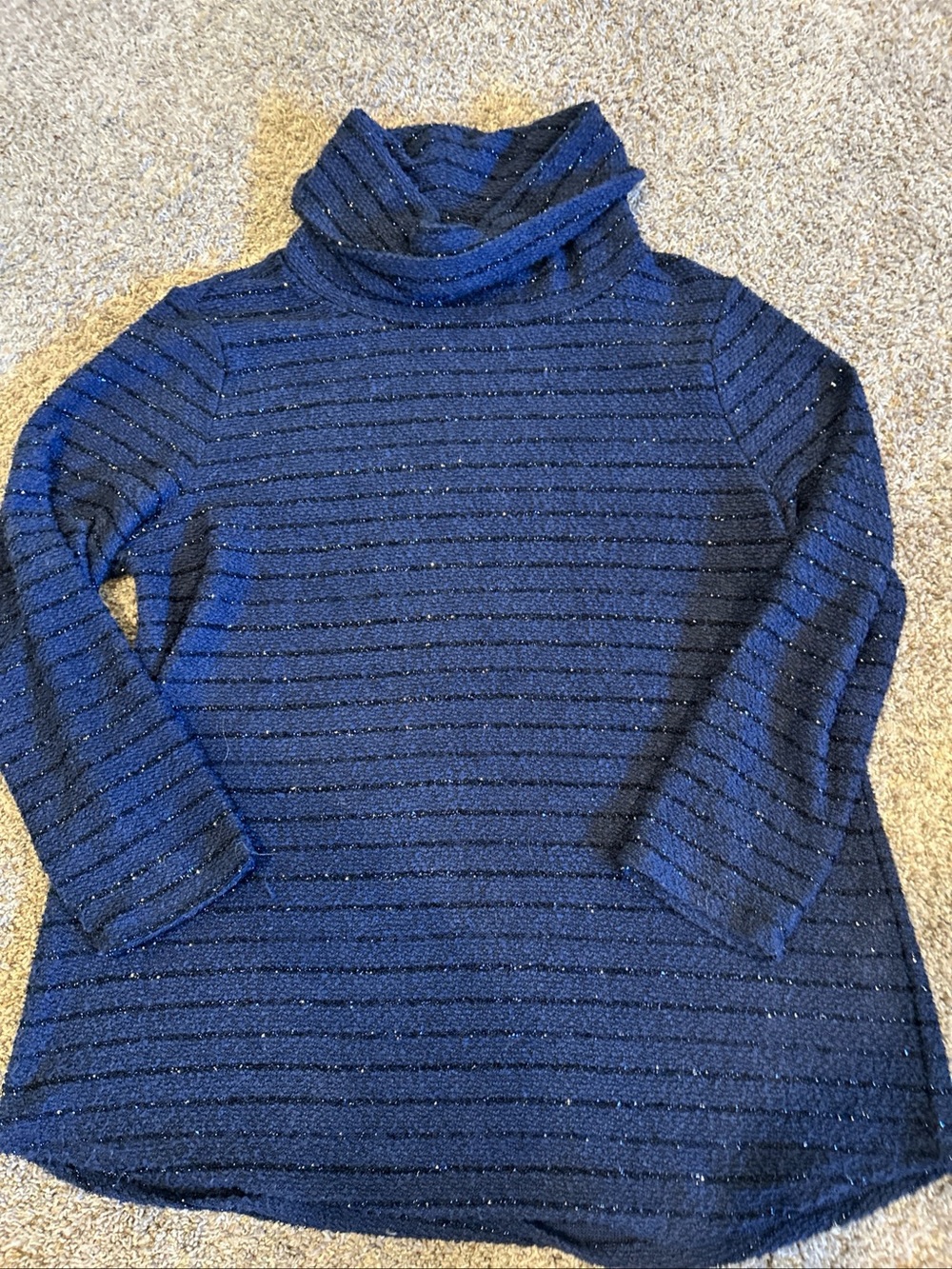 Chico’s Women’s Blue Sparkle Turtleneck Long Sleeve Pullover Sweater Size 3 XL